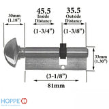 45.5 / 35.5 New Style HOPPE Non-Logo Active 90 Keyed Profile Cylinder Lock