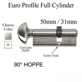 50.5/31.5 Hoppe 86mm Euro Profile Full Cylinder with 90° Turn, C-Knob