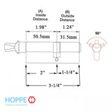 50.5/31.5 Hoppe 86mm Euro Profile Full Cylinder with 90° Turn, C-Knob