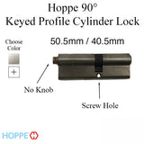 50.5 / 40.5 HOPPE 90° Non-Logo Keyed Profile Cylinder Lock