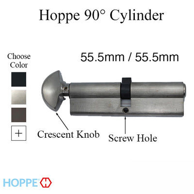 55.5/55.5, Hoppe Non-Logo 90 degree Keyed Euro Profile Cylinder - 415555010