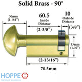 60.5 / 10 New Style HOPPE Inactive 90Á Non-Keyed Profile Cylinder Lock, Solid Brass, Choose Finish