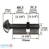 60.5 / 31.5 New Style HOPPE Non-Logo Active 90 Keyed Profile Cylinder Lock,