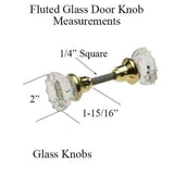 Glass Knob Set, Fluted, And 1/4 Inch Square Spindle - Plated Brass - 42981
