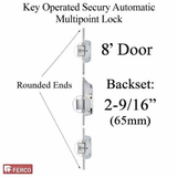 SECURY AUTOMATIC MULTIPOINT LOCK, KEY OPERATED, 65/92 GEAR DRIVEN 8’ DOOR