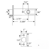 PRIVACY LATCH 2-3/4 BACKSET, 5/16" HUB, SQUARE FACE USED WITH LEVERS - 48145432