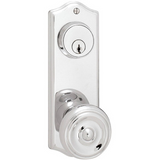 Emtek 8160 Colonial 3-5/8" C-to-C Keyed Sideplate Lockset, Passage/Double Keyed - Brass Tubular