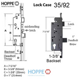 HOPPE 3-POINT MULTIPOINT LOCK, DOOR HEIGHTS 79.57 - 83.50", 1-3/8" BACKSET, SHOOTBOLT VERSION