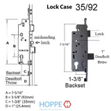 HOPPE 3-POINT MULTIPOINT LOCK, DOOR HEIGHTS 91.38" - 95.31, 1-3/8" BACKSET, SHOOTBOLT VERSION