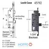 HOPPE 3-POINT MULTIPOINT LOCK, DOOR HEIGHTS 85.47"- 89.41", 1-3/4" BACKSET, SHOOTBOLT VERSION