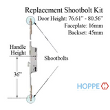 HOPPE 3-POINT MULTIPOINT LOCK, DOOR HEIGHTS 76.61