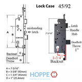 HOPPE Multipoint Lock Assembly, 1-3/4" Backset, Bottom Tongue @ 24.41", Top @ 23.62"