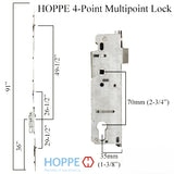 4-Point Lock for MW Doors - 3 Tongues, 1-3/8" Backset