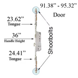 16 Mm Manual Tongue-Shootbolt Gear, 45/92, Tongue At 24.41 Inch, 36 Inch Handle Height