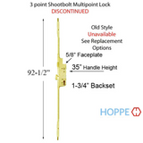 92-1/2 inch 3 point Shootbolt Multipoint Lock for Active Doors Discontinued Replacement Available