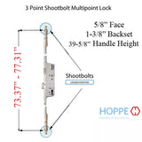 Replacement Kit for 76.3 - 80.3 inch Fuhr Shootbolt Multipoint Lock, 39-1/2 inch Handle Height