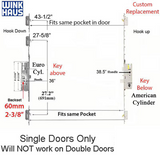 20mm Custom 20/60/92 Replacement kit for Winkhaus 3-hook, 2-3/8" Backset