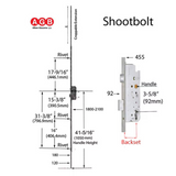 16mm AGB Multipoint Lock with Top and Bottom Shootbolts, 41-5/16" HH, 92mm PZ - Choose Backset