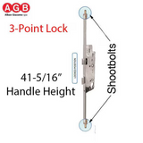 16mm AGB Multipoint Lock with Top and Bottom Shootbolts, 41-5/16" HH, 92mm PZ - Choose Backset