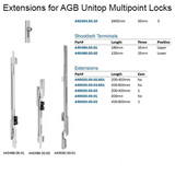 16mm AGB Unitop Multipoint Lock 50/92 with 3 Roller Cams Stainless Steel