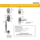 Emtek 462232 Sectional with Normandy Grip Entrance Handleset - Wrought Steel Tubular - Double Cylinder