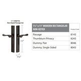 Emtek 8046 STRETTO Narrow Trim Lockset, 1-1/2" x 11" Modern Rectangular Non-Keyed, Brass Tubular, Dummy Pair