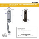 Emtek 462131 Monolithic with Normandy Grip Entrance Handleset - Wrought Steel Tubular - Double Cylinder