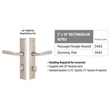 Emtek 5042 STRETTO Narrow Trim Lockset, 2" x 10" Rectangular Keyed, Brass Tubular, Dummy (Pair)