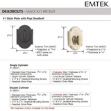 Emtek 8457 #1 Sandcast Bronze Deadbolt With Flap - Single Cylinder