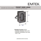 Emtek 2102 Privacy Pocket Door Locks (2-3/8" x 3-1/8")