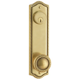 Emtek EMP7990 EMPowered Rope 5-1/2" Center-to-Center Keyed Sideplate Lockset, Passage/Single Keyed - Brass Tubular