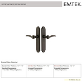Emtek 4045 STRETTO Narrow Trim Lockset, 2" x 10" Arched Non-Keyed, Brass Tubular, Dummy Pair