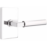 Emtek 5052  Select Brass Lever Handle With Stem And Modern Rectangular Rosette Dummy, Pair