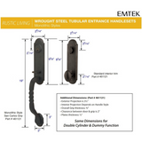 Emtek 462121 Monolithic with San Carlos Grip Entrance Handleset - Wrought Steel Tubular - Double Cylinder