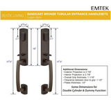 Emtek 453828 Logan Grip by Grip Entrance Handleset - Sandcast Bronze Tubular - Single Cylinder