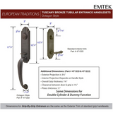 Emtek 472222 Octagon Entrance Handleset - Lost Wax Cast Bronze Tubular - Double Cylinder