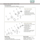 Emtek Round Stainless Steel Single Cylinder Deadbolt - S50001SS