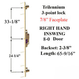 TRILENNIUM 3070, 65-9/16, 8-0 DOOR, RIGHT HAND IN SWING, 2-3/8 BACK SET, 7/8" FACE, NO STRIKES