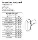 Marvin Thumb turn Only, Hinged Patio door hardware