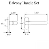 Hoppe Balcony Handle Set, Aluminum - Silver