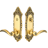 Emtek 8225 Victoria Plate 3-3/8" CTC - Sideplate Lockset - Brass Thumbturn Privacy Non-Keyed Style