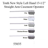 New Style Truth Ellipse Left Hand 13-1/2 Inch Straight Arm Casement Operator - Choose Color