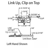 Truth Dyad Casement Operator, Wood windows, Link offset down, Left hand