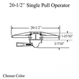 Operator, Single Hook, Pull Lever, 20-1/2 inch - Longer F plate