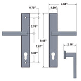 56003303 Rockwell 56 series Contemporary Keyed Entry Multipoint Door Handle Set With 7.874quot; CTC Screwholes in Brushed Nickel Finish