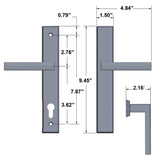 56005504 Rockwell 56 series Contemporary Privacy Multipoint Door Handle Set With 7.874quot; CTC Screwholes in Antique Black Finish