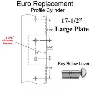 12-5/8 EMTEK LARGE HANDLESET TRIM, EURO CYLINDER