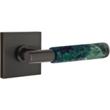 Emtek 5212 Select Brass Lever Handle With Stem And Modern Rectangular Rosette Privacy Set