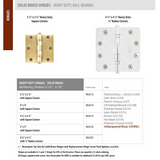 Emtek 96233 3.5 Inch Solid Brass Heavy Duty Door Hinges with 5/8 Inch Round Corners (pair)