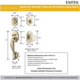 Emtek 451211 Denver Entrance Handleset - Sandcast Bronze Tubular - Single Cylinder